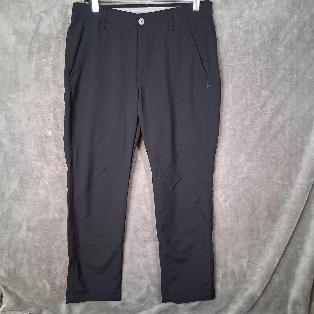 Mens Under Armour Match Play Golf Pants Size 32x30 Black Straight Leg Loose Fit